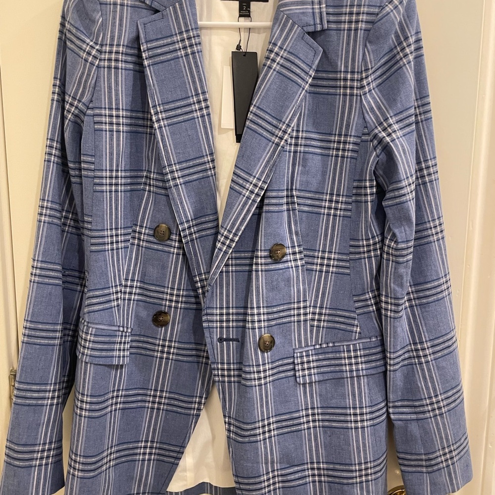 BR Blue Plaid Women's Blazer